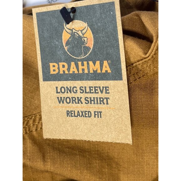 Brahma Mens Relaxed Fit Long Sleeve Work Shirt in Trail Blazer Brown Size 3XL - Picture 5 of 8